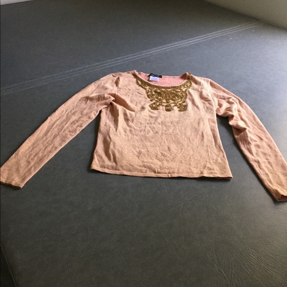 Orange beaded sweater shirt with gold color - Picture 2 of 5